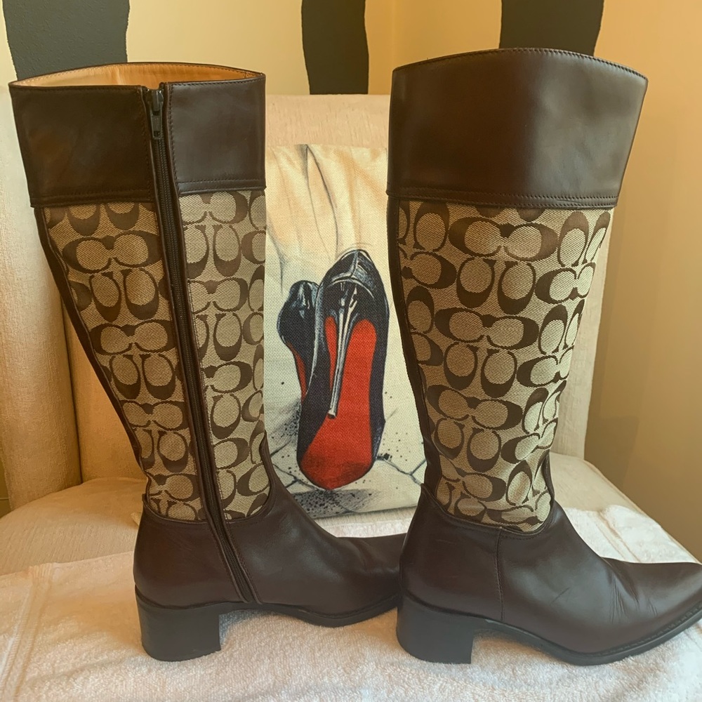 Brown COACH Signature Boots